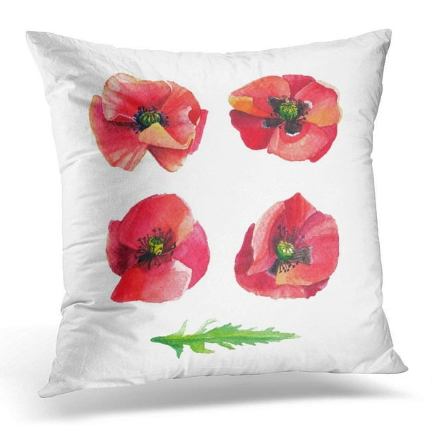 New 18 X 18 Watercolor Poppies Flower Pillow Cover Home Decor Add A Pop Of Color Home Garden Apexlab Home Décor Pillows